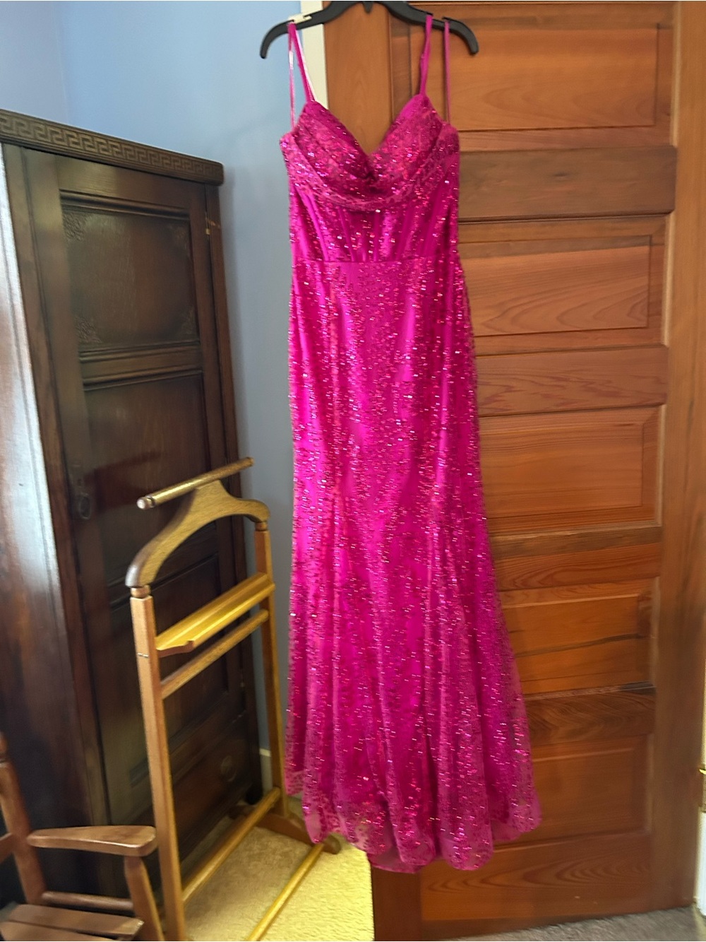 Blondie Nites Fuchsia Sequin Maxi Dress